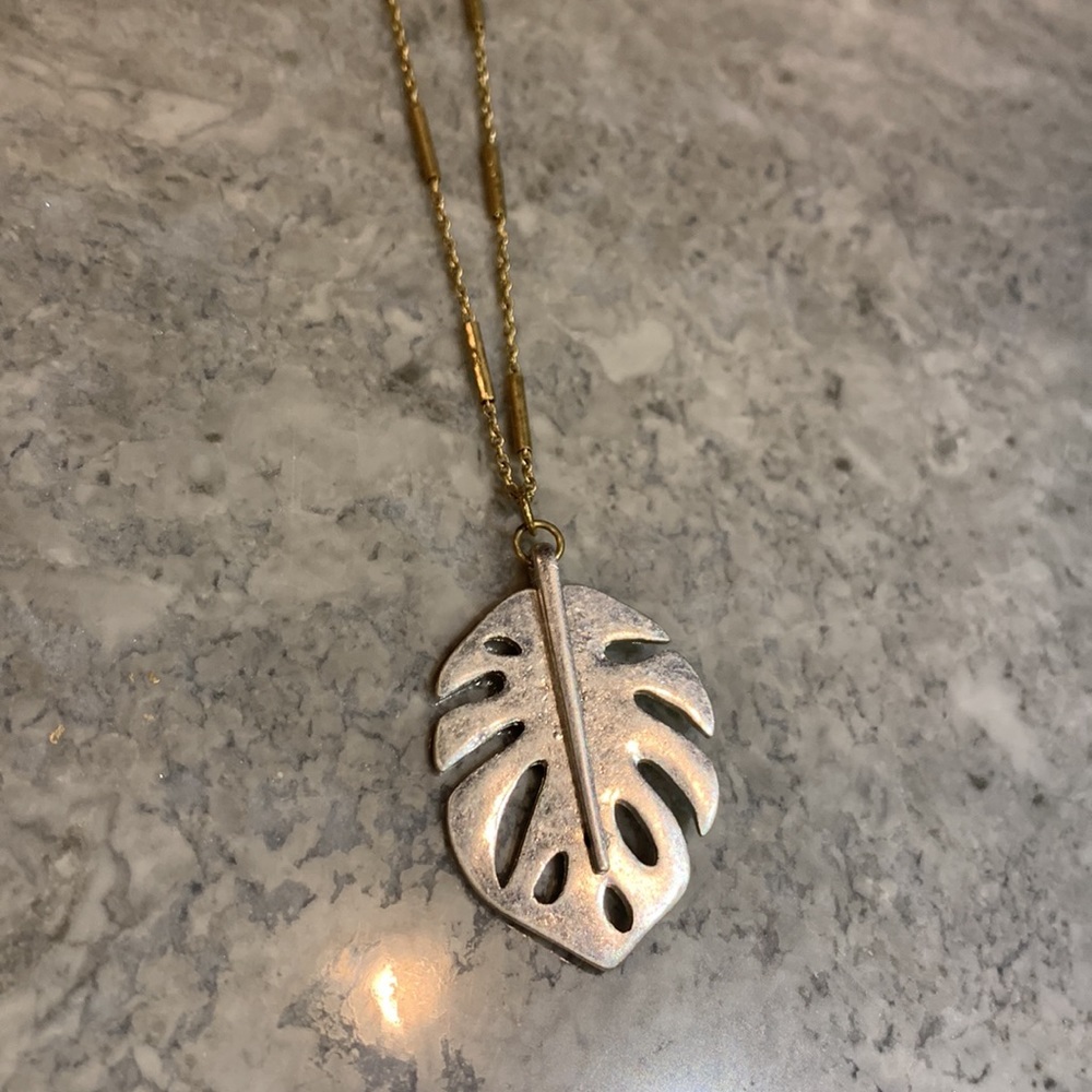 Pomina necklace, mixed metal, palm leaf